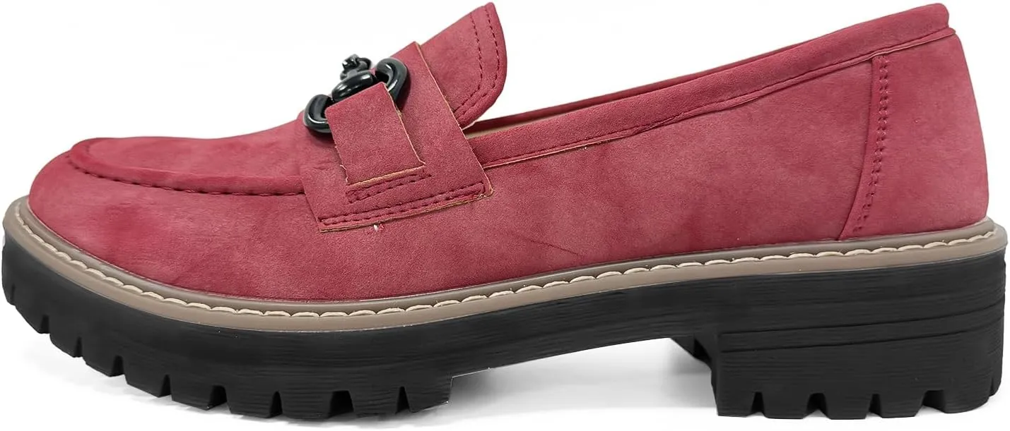 Bandkos Womens Penny Platform Loafers-Fashion Suede Platform Chunky Slip On Dress Shoes Business Lug Sole Loafers US Size 5-12