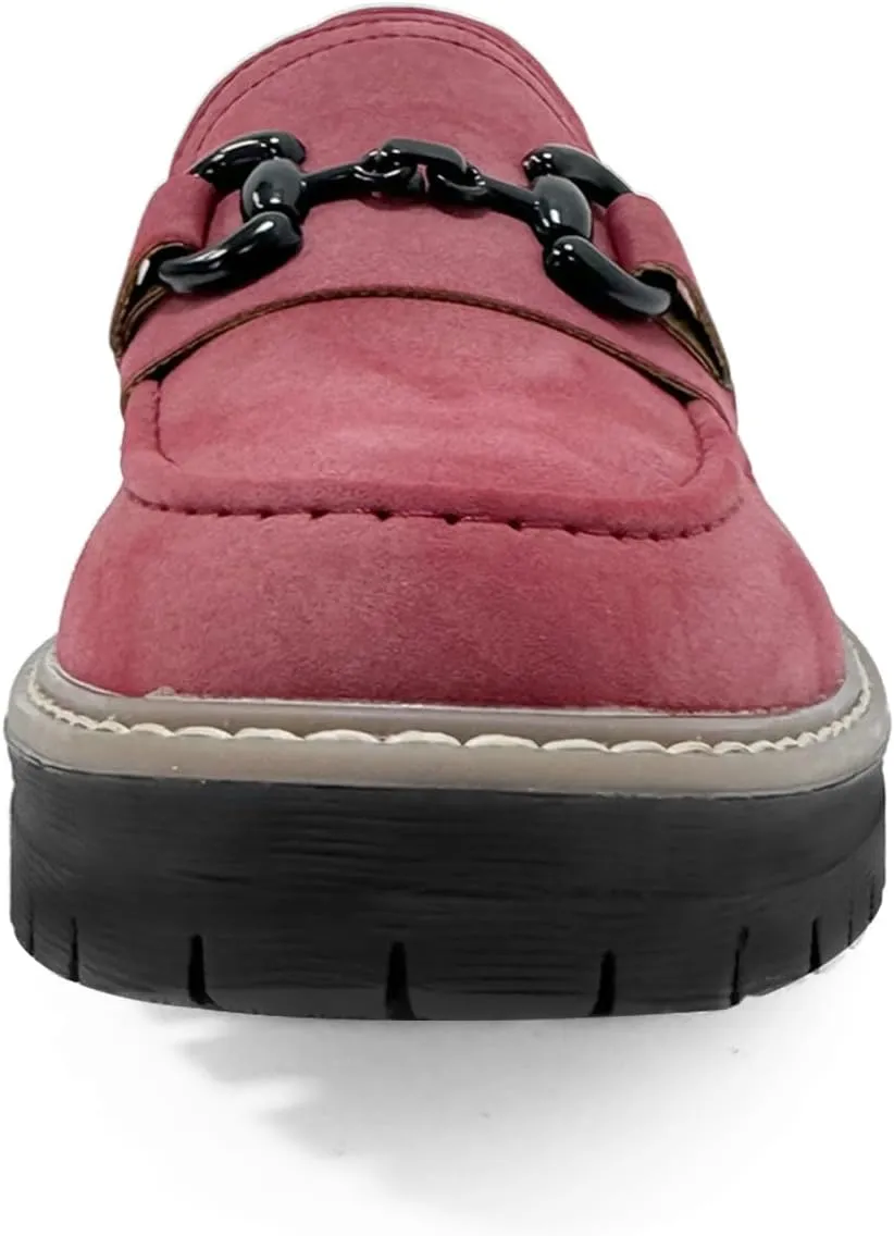 Bandkos Womens Penny Platform Loafers-Fashion Suede Platform Chunky Slip On Dress Shoes Business Lug Sole Loafers US Size 5-12
