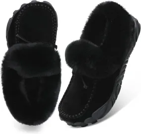 BARERUN Womens Moccasin Snow Boots Warm Winter Boots Ankle Boots for Women Outdoor Fur Lined Womens Shoes Slippers