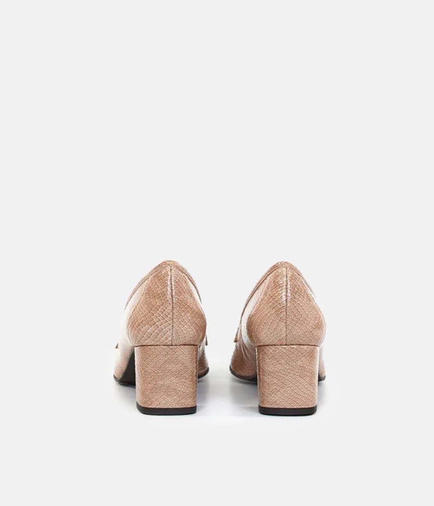 Brenda Zaro Chic Beige Block Heel Loafer