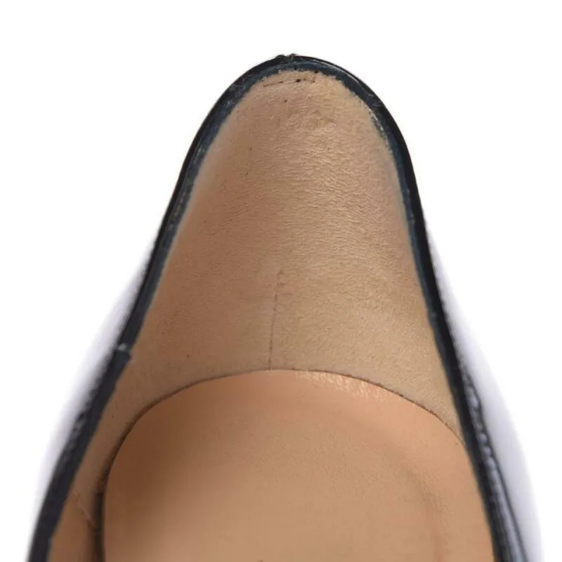 Christian Louboutin Black Patent Calfskin Lady 150 Peep Toe Platform Pumps
