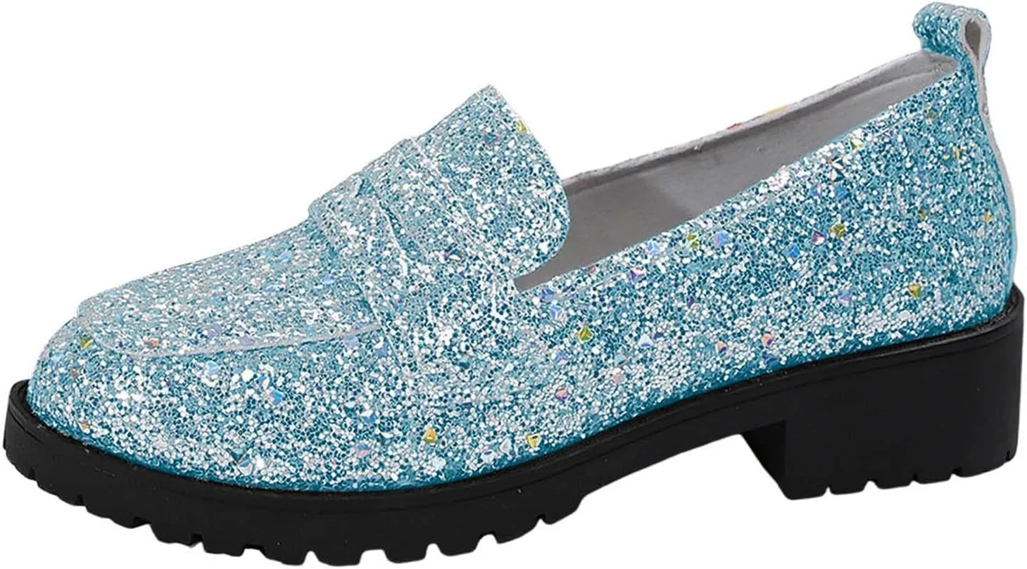 Dress Shoes Women Comfort Rhinestone Loafers Dressy Flats Shoe Casual Penny Loafers Slip On Work Shoes