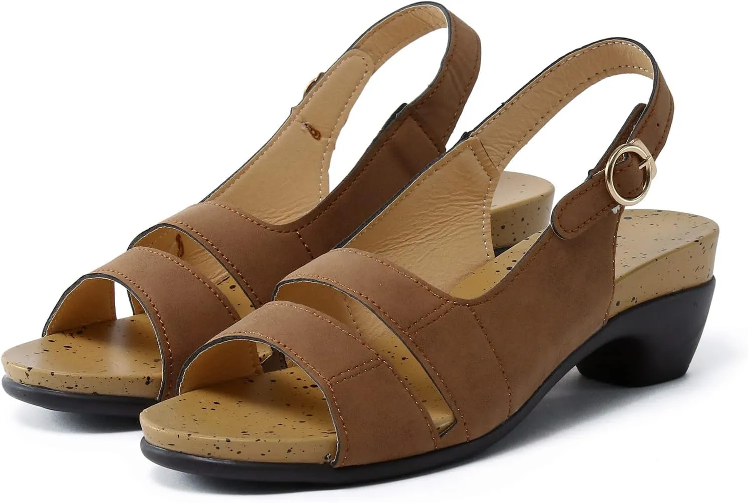 Eduavar Wedge Sandals for Women, Womens Sandals Orthopedic Sandals Dressy Open Toe Low Heel Sandals with Ankle Strap