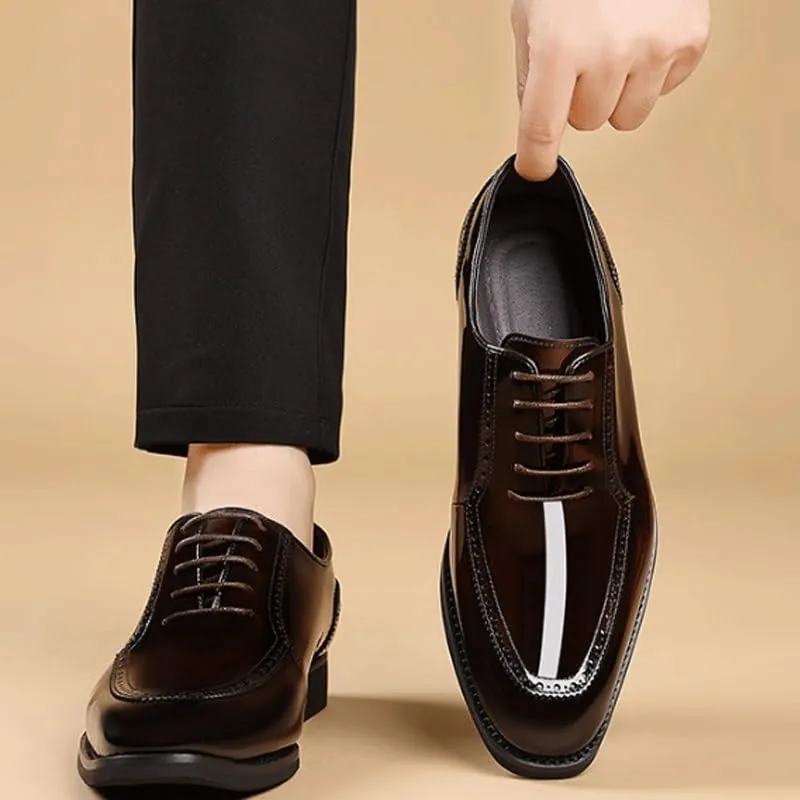 Fashion Pointed Toe Lace up Low Top Formal Business Office Derby Shoes Tuxedo Shoes for Men