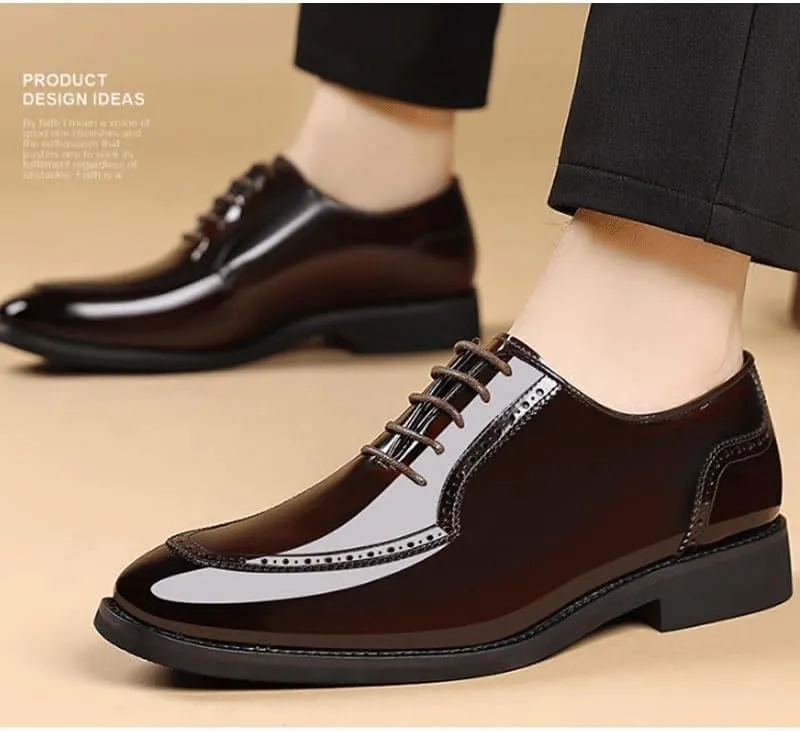 Fashion Pointed Toe Lace up Low Top Formal Business Office Derby Shoes Tuxedo Shoes for Men