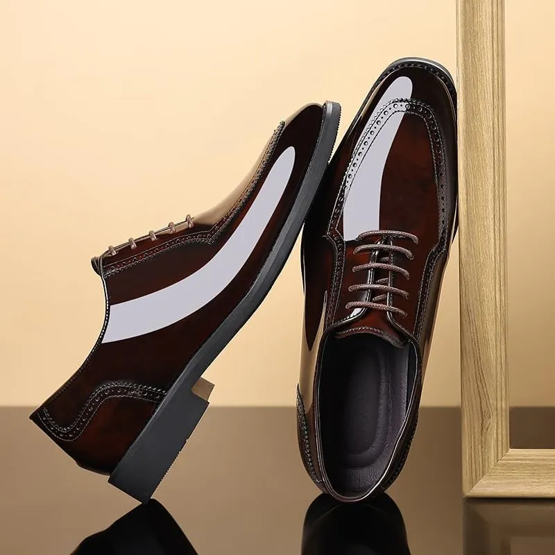 Fashion Pointed Toe Lace up Low Top Formal Business Office Derby Shoes Tuxedo Shoes for Men