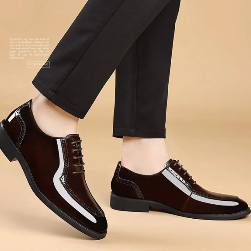 Fashion Pointed Toe Lace up Low Top Formal Business Office Derby Shoes Tuxedo Shoes for Men
