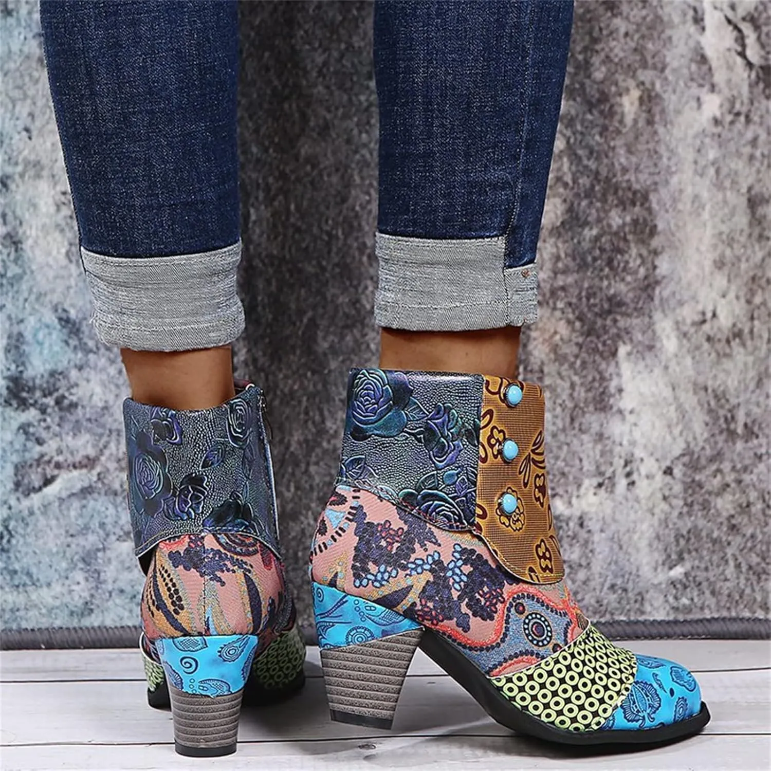 Lausiuoe Ankle Boots For Women With Heel Chunky Block Chelsea Closed Toe Booties Shoes Western Side Zipper Short Boots