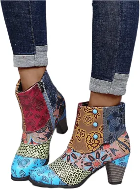 Lausiuoe Ankle Boots For Women With Heel Chunky Block Chelsea Closed Toe Booties Shoes Western Side Zipper Short Boots