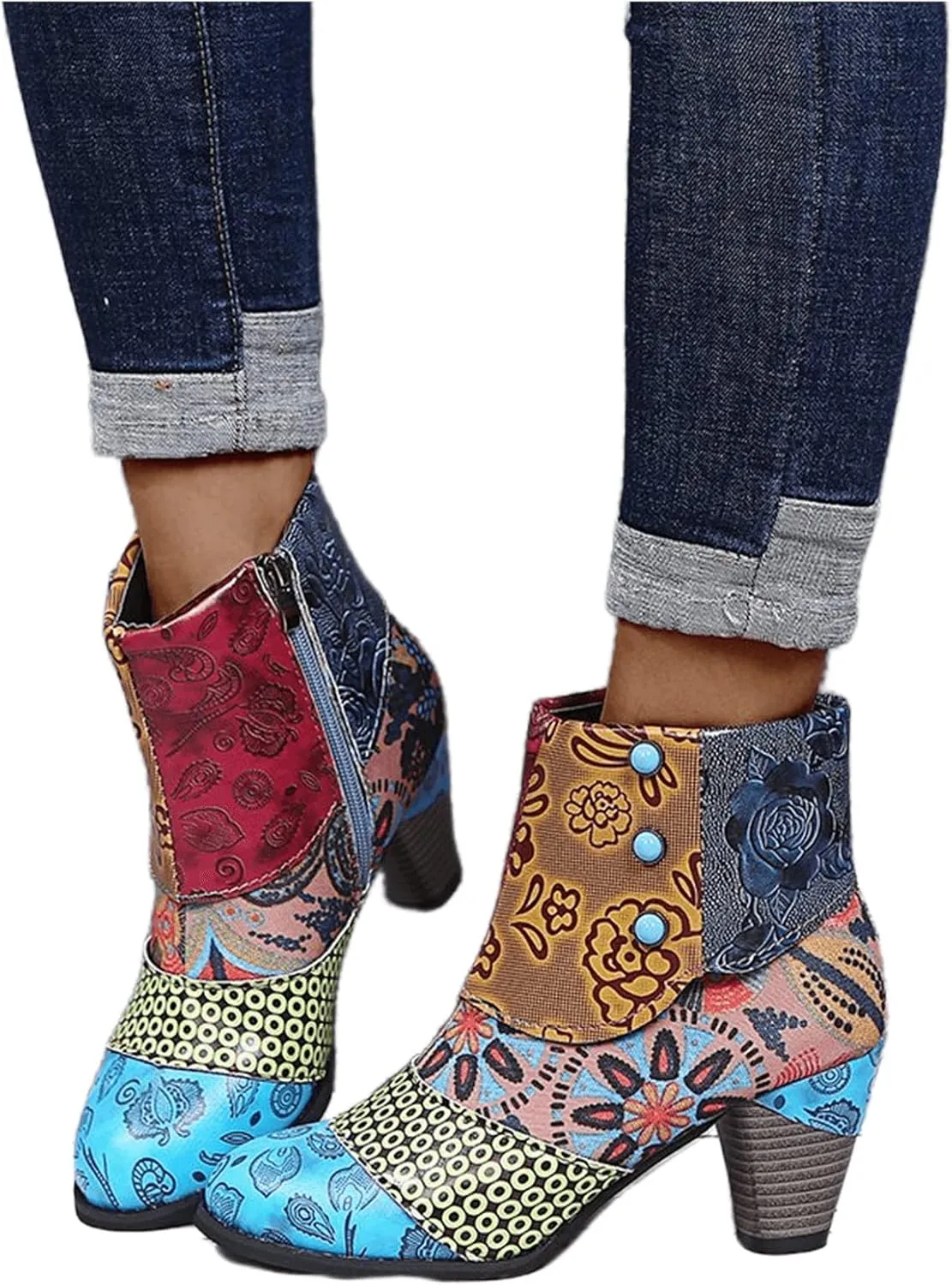 Lausiuoe Ankle Boots For Women With Heel Chunky Block Chelsea Closed Toe Booties Shoes Western Side Zipper Short Boots
