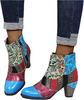 Lausiuoe Ankle Boots For Women With Heel Chunky Block Chelsea Closed Toe Booties Shoes Western Side Zipper Short Boots