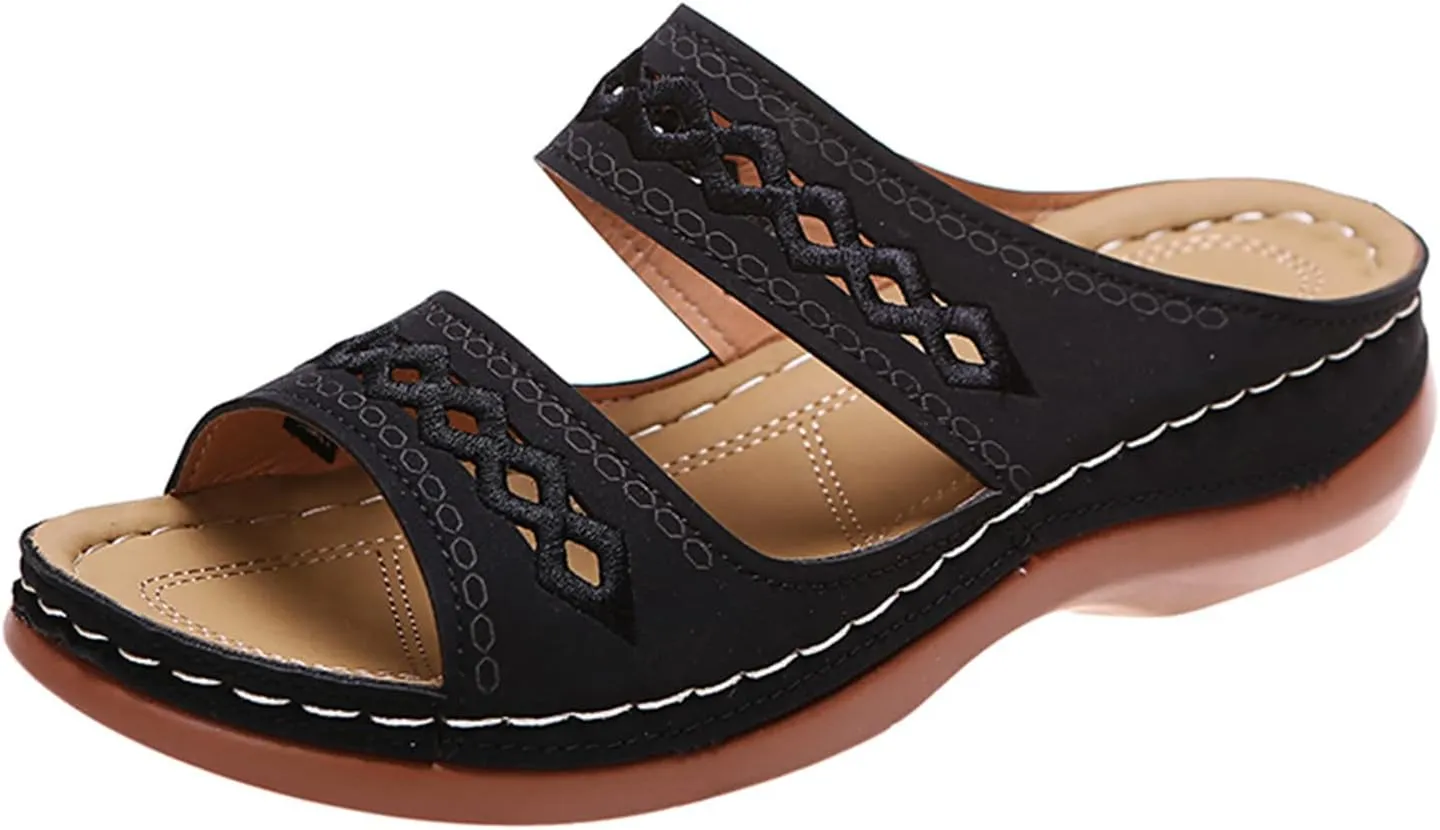 Lausiuoe Orthopedic Sandals For Women Plantar Fasciitis Arch Heel Support Orthotic Flips Flops Flat feet Comfortable Slides