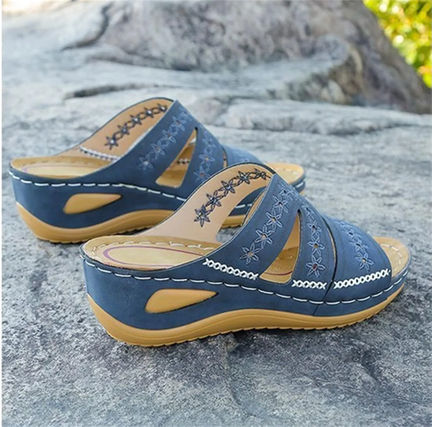 Lausiuoe Orthotic Sandals Women Plantar Fasciitis Arch Support Fashion Slides Athletic Slip On Orthopedic Slippers Flip Flops