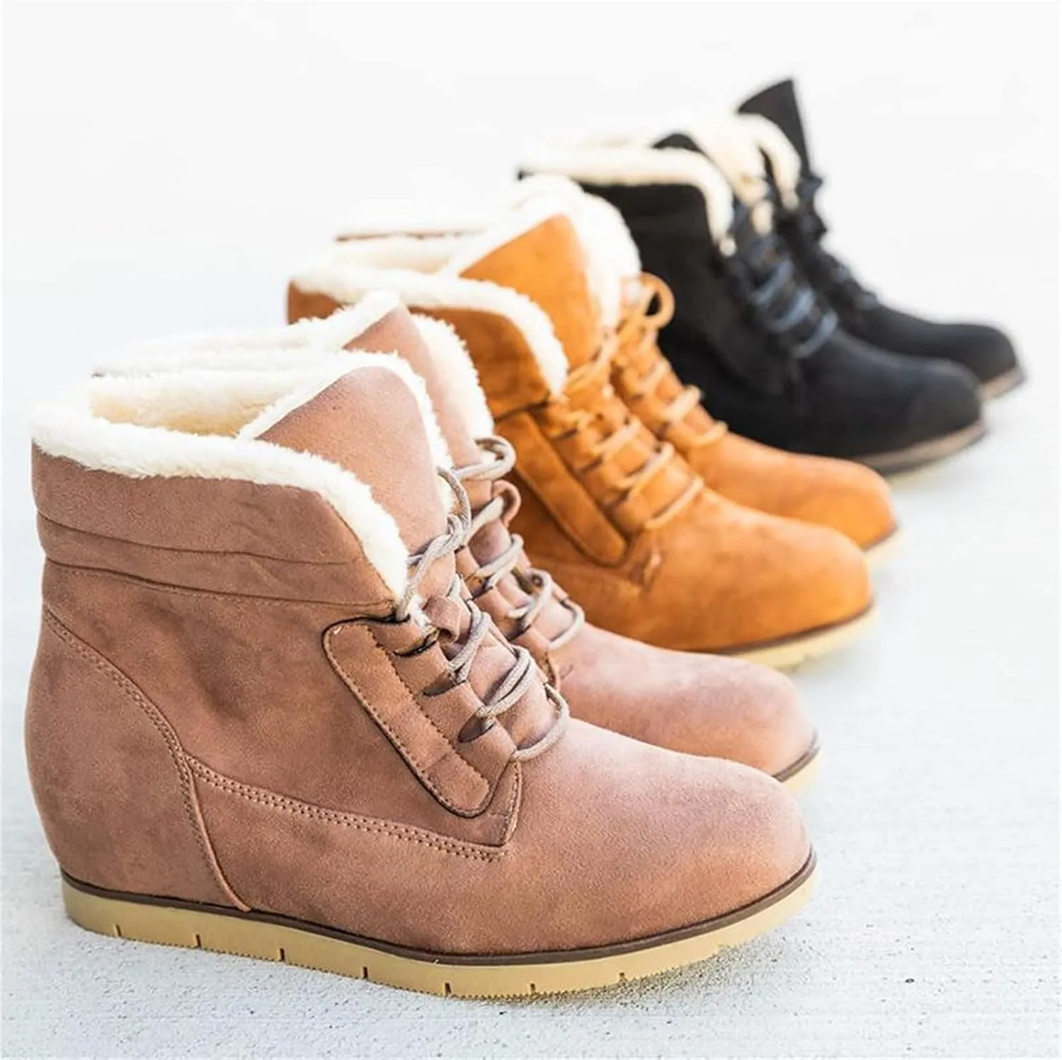 Lausiuoe Winter Boots For Women Fashion 2022 Women's Snow Boots Warm Fur Lined Casual Anti-Slip Outdoor Fuzzy Platform Booties