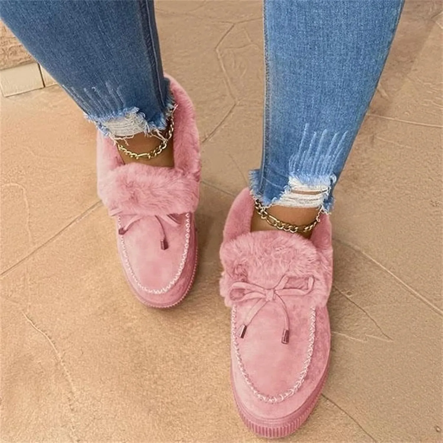 Lausiuoe Winter Boots For Women Fashion 2022 Women's Snow Boots Warm Fur Lined Casual Anti-Slip Outdoor Fuzzy Platform Booties
