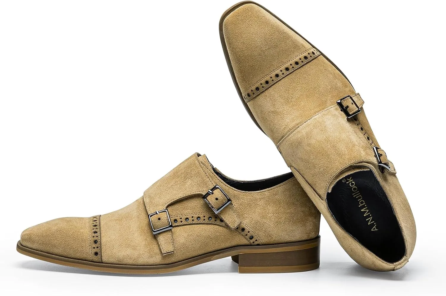 Loafers for Men - Genuine Leather Monk Strap Dress Shoes |Double Buckle Formal Shoes for Business
