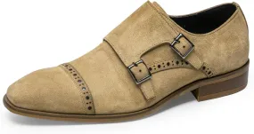 Loafers for Men - Genuine Leather Monk Strap Dress Shoes |Double Buckle Formal Shoes for Business