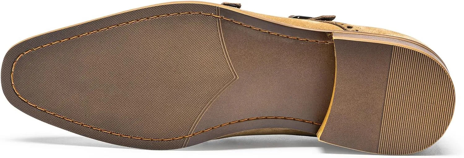 Loafers for Men - Genuine Leather Monk Strap Dress Shoes |Double Buckle Formal Shoes for Business