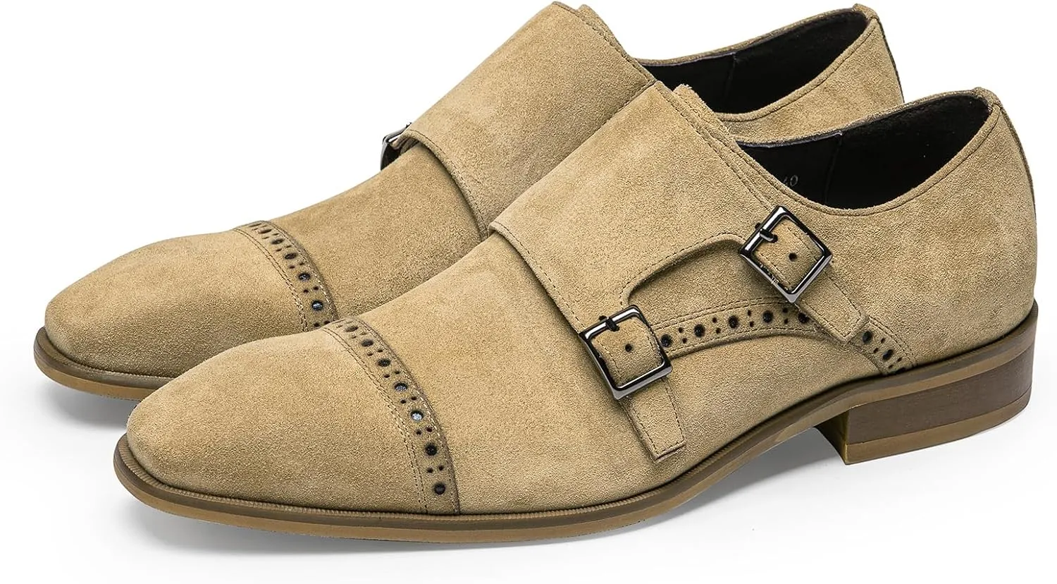 Loafers for Men - Genuine Leather Monk Strap Dress Shoes |Double Buckle Formal Shoes for Business