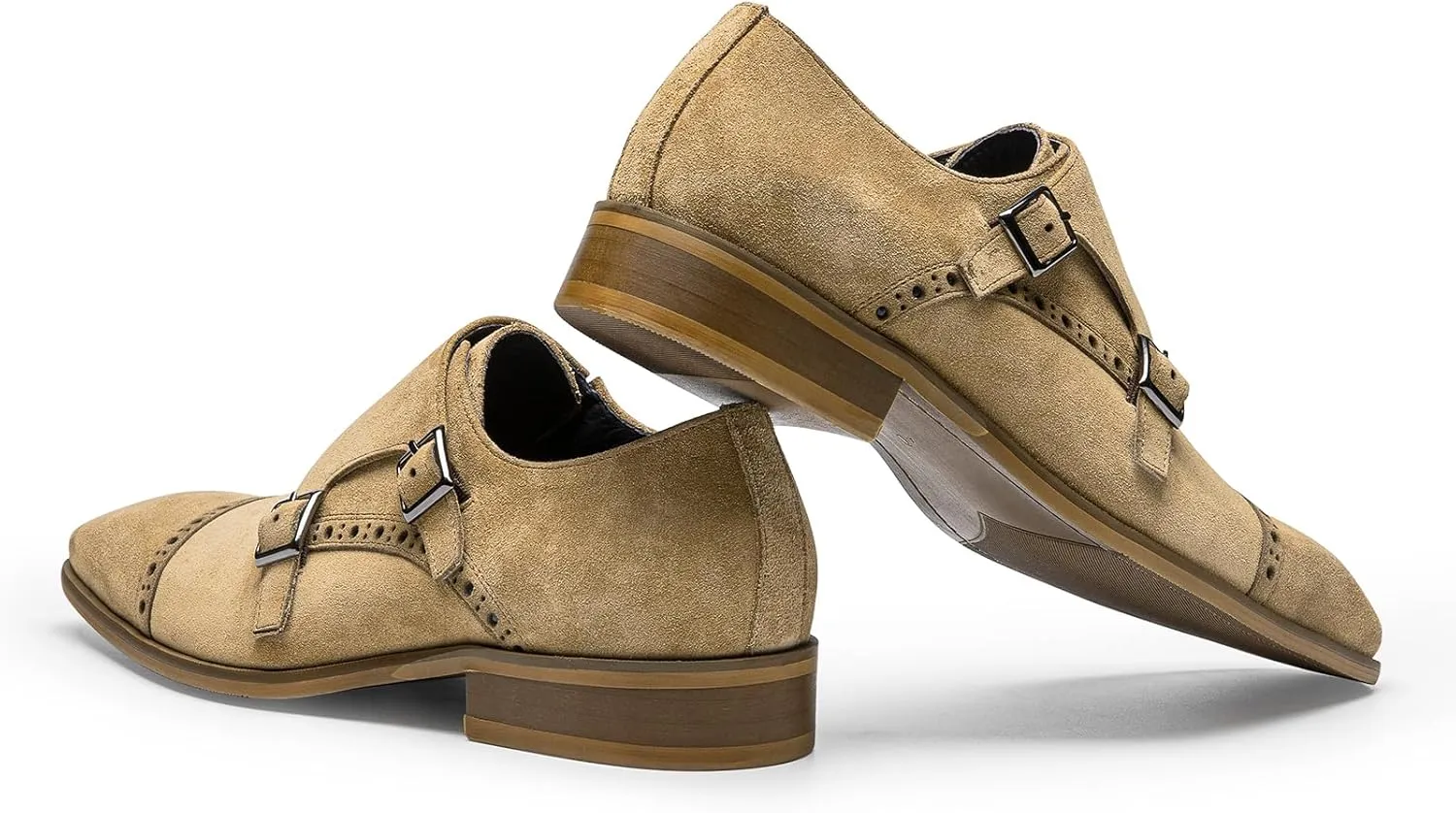 Loafers for Men - Genuine Leather Monk Strap Dress Shoes |Double Buckle Formal Shoes for Business