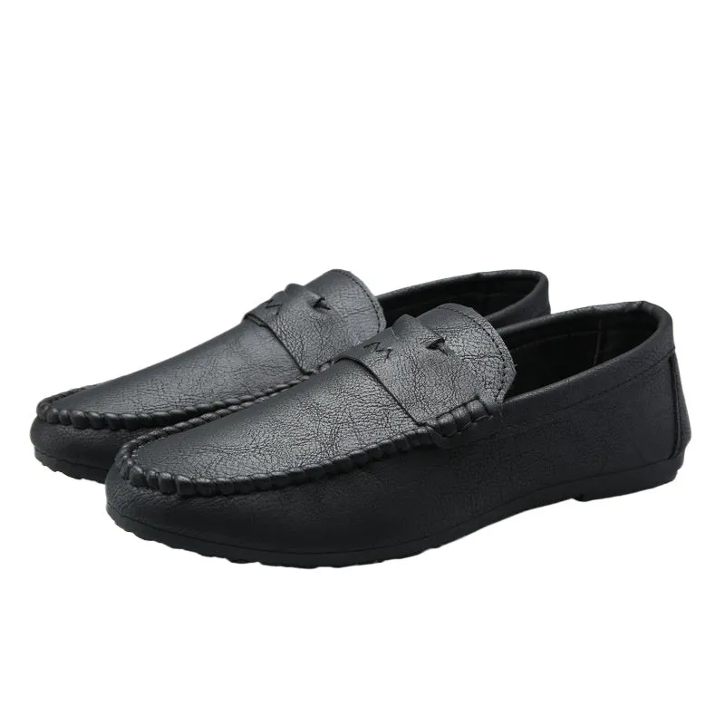 Loafers men's trend 2024 new casual leather shoes summer breathable lazy one pedal soft-soled driving men's shoes