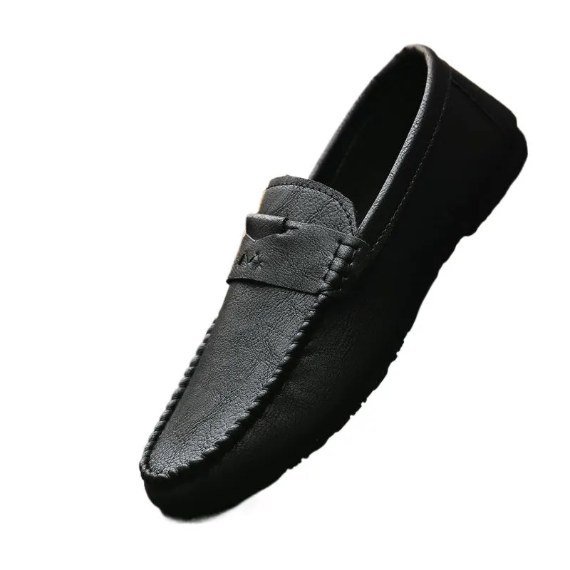 Loafers men's trend 2024 new casual leather shoes summer breathable lazy one pedal soft-soled driving men's shoes