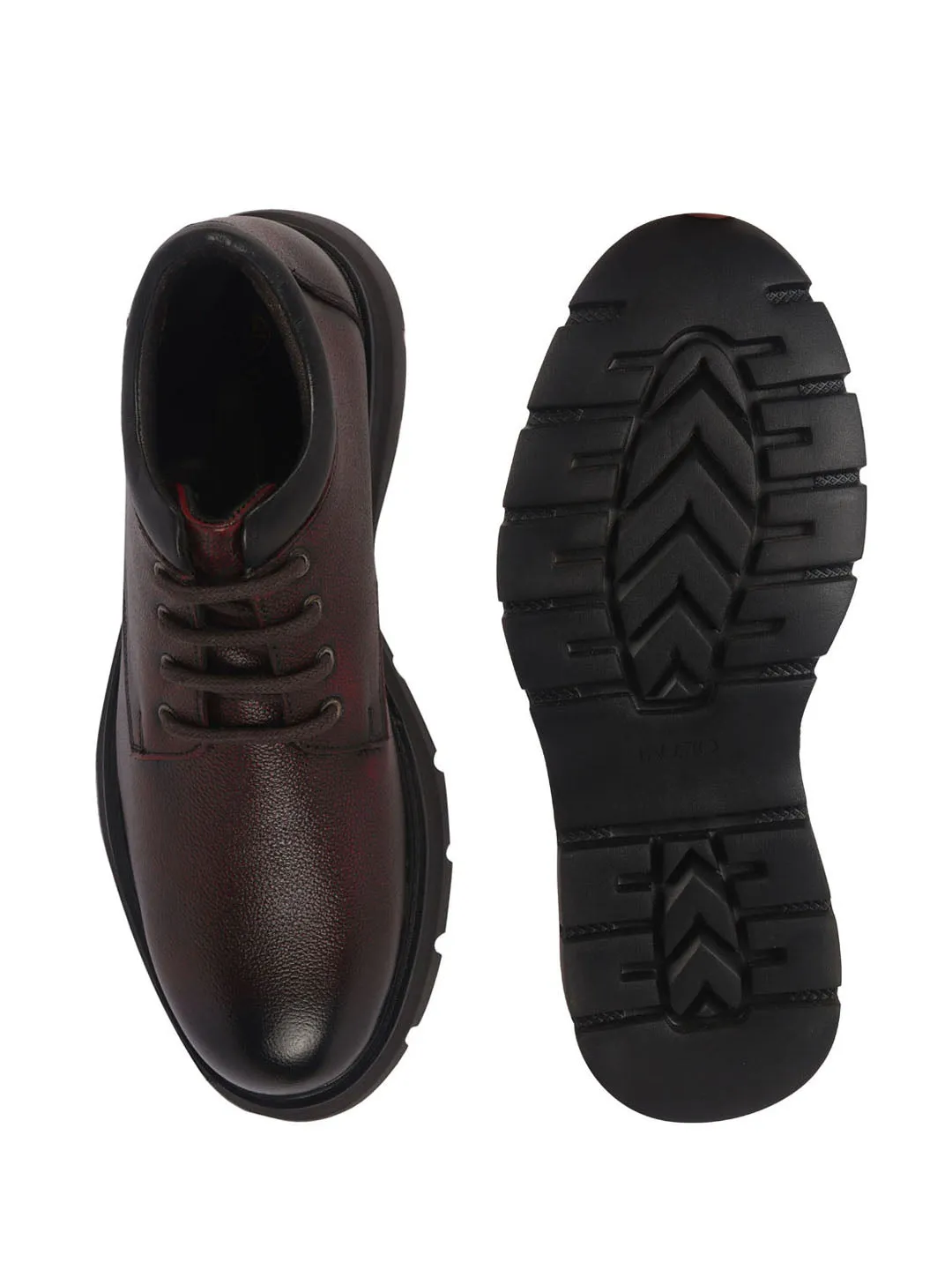 Men Cherry Genuine Leather Lace Up Uniform Low Top Boots|Casual and Work Wear|Comfortable and Soft Cushion|Heavy Duty Shoes