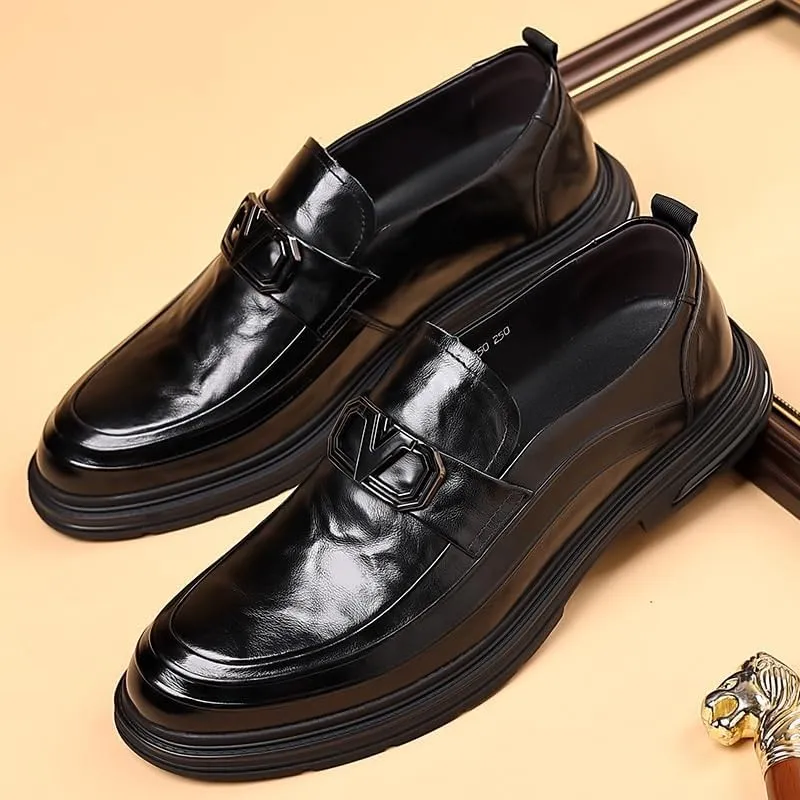 Men's Casual Genuine Leather Flats Soft Driving Walking Loafer Shoes Mens Genuine Leather Lace-Up Vintage Oxfords