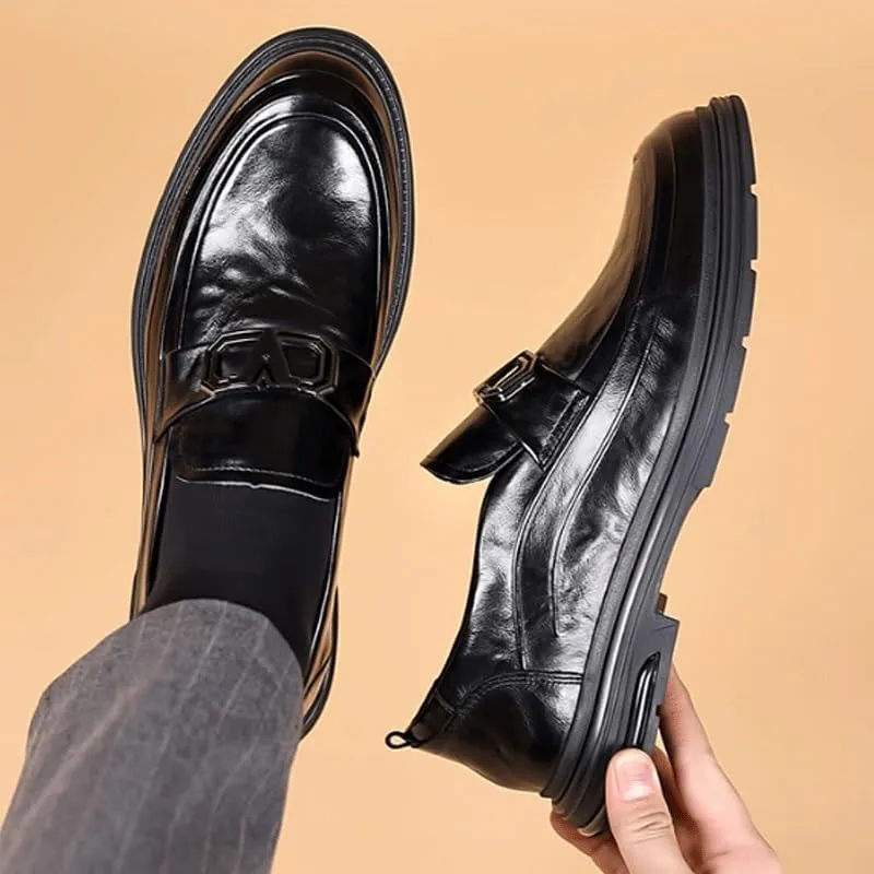 Men's Casual Genuine Leather Flats Soft Driving Walking Loafer Shoes Mens Genuine Leather Lace-Up Vintage Oxfords