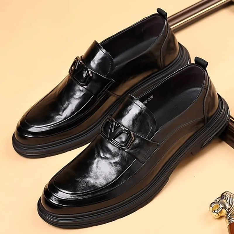 Men's Casual Genuine Leather Flats Soft Driving Walking Loafer Shoes Mens Genuine Leather Lace-Up Vintage Oxfords