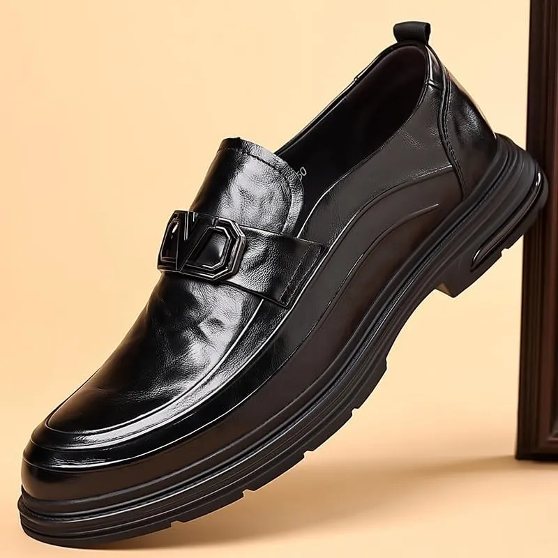 Men's Casual Genuine Leather Flats Soft Driving Walking Loafer Shoes Mens Genuine Leather Lace-Up Vintage Oxfords