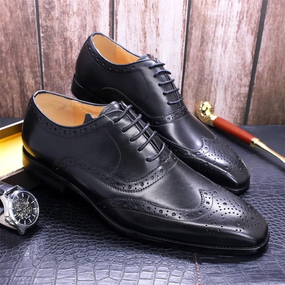 Men's Genuine Leather Low Oxford Gentleman Wedding Business Work Office Outdoor Party Casual Shoes Formal Sneakers