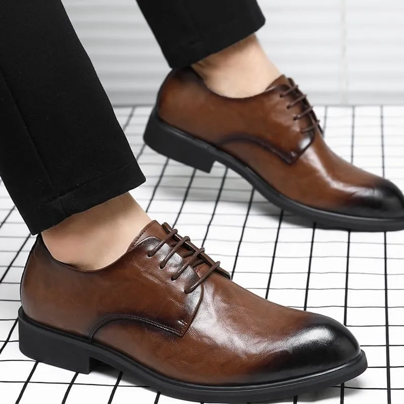 Men's Leather Oxford Dress Shoes - Lightweight Fashion Sneakers for Business and Casual Wear