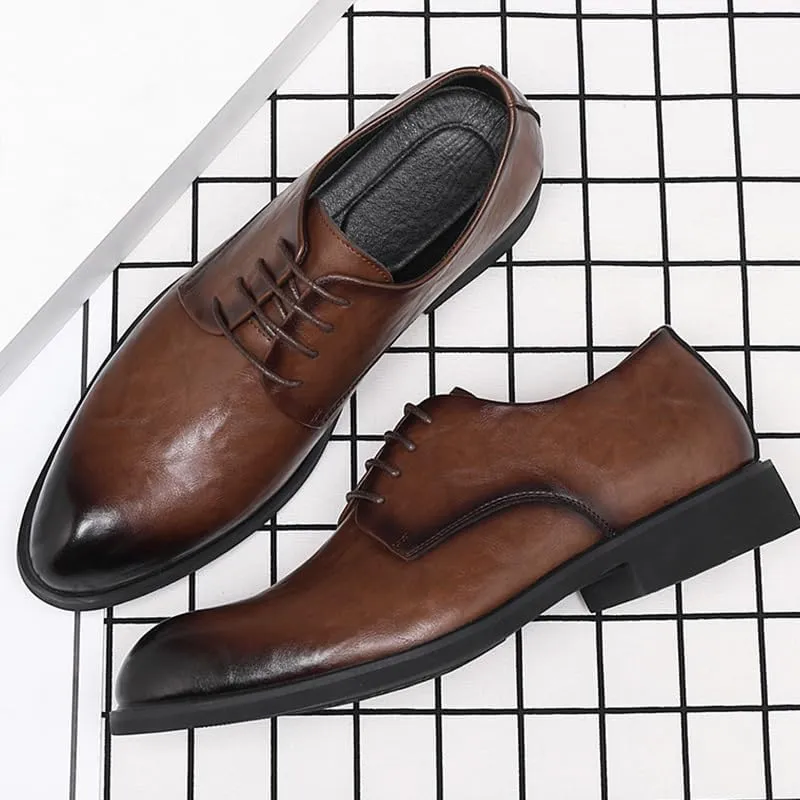 Men's Leather Oxford Dress Shoes - Lightweight Fashion Sneakers for Business and Casual Wear