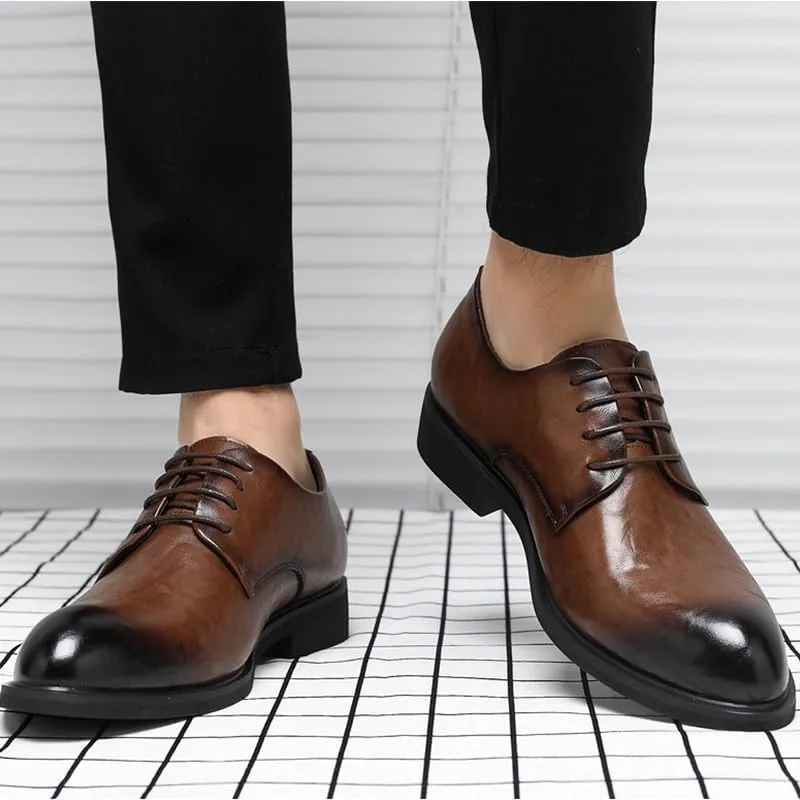 Men's Leather Oxford Dress Shoes - Lightweight Fashion Sneakers for Business and Casual Wear