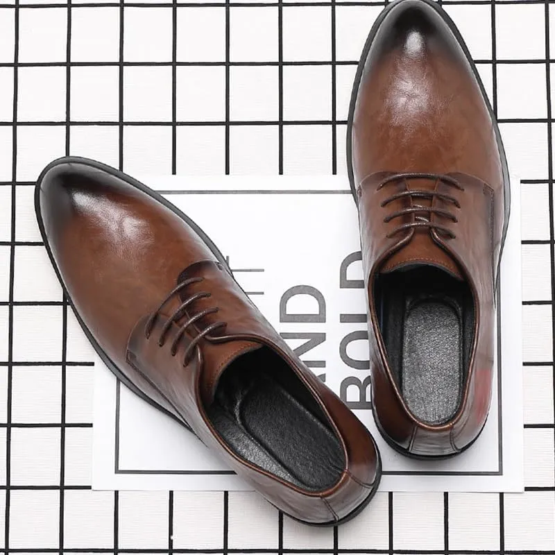 Men's Leather Oxford Dress Shoes - Lightweight Fashion Sneakers for Business and Casual Wear