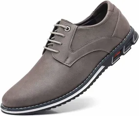 Men'S Leather Slip-On Flat Orthopedic Oxford Shoes Fashion Breathable Round Toe Lace-Up Non-Slip Casual Oxford Sneakers Driving Office Business Dress Derby Shoes