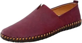 Men's Vegan Leather Loafers - Round Toe, Flexible, Anti-Slip, Comfortable Slip-On Shoes for Walking and Fashion