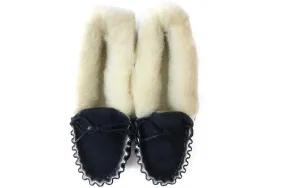 Navy Ladies Moccasins Hard Sole