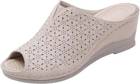 oiangi Wedge Slipper for Women Fashion Fish Mouth Open Toe Hollow Slip-on Platform Slippers Summer Comfortable Casual Outdoor Ladies Shoes Flip Flops
