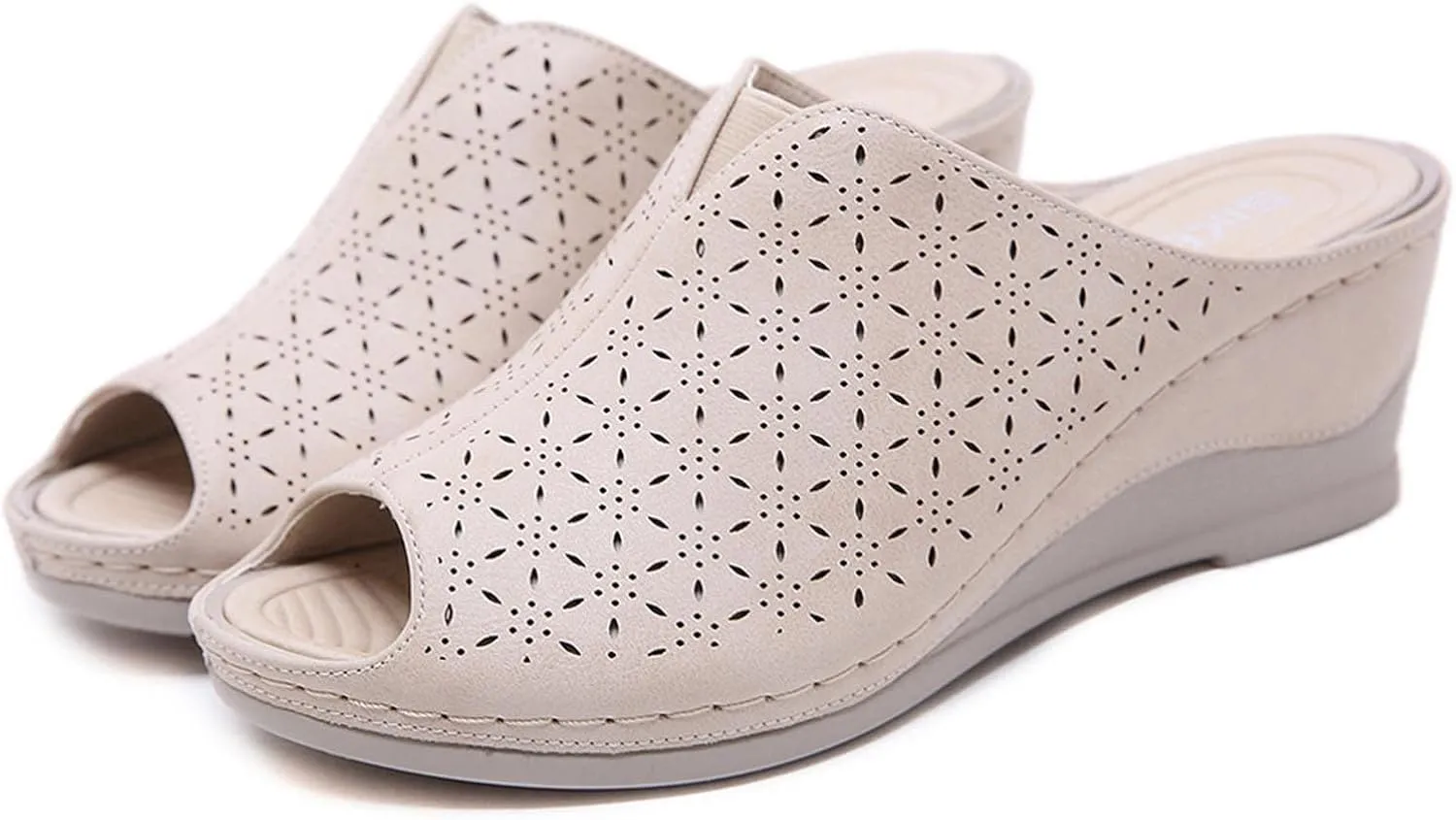 oiangi Wedge Slipper for Women Fashion Fish Mouth Open Toe Hollow Slip-on Platform Slippers Summer Comfortable Casual Outdoor Ladies Shoes Flip Flops