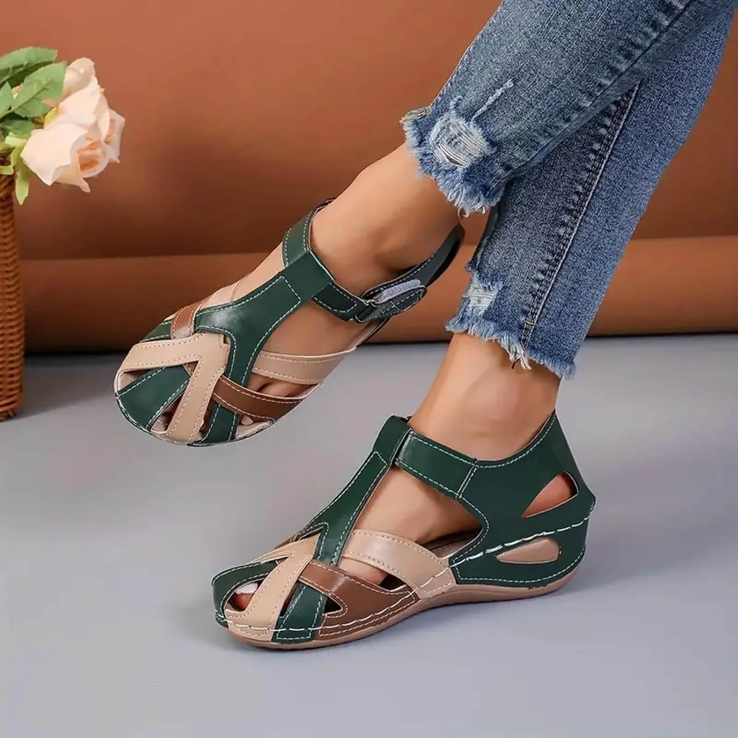 Orthopedic Sandals For Women Closed Toe Platform Wedge Casual Sandal With Arch Good Arch Support Womens Work Shoes