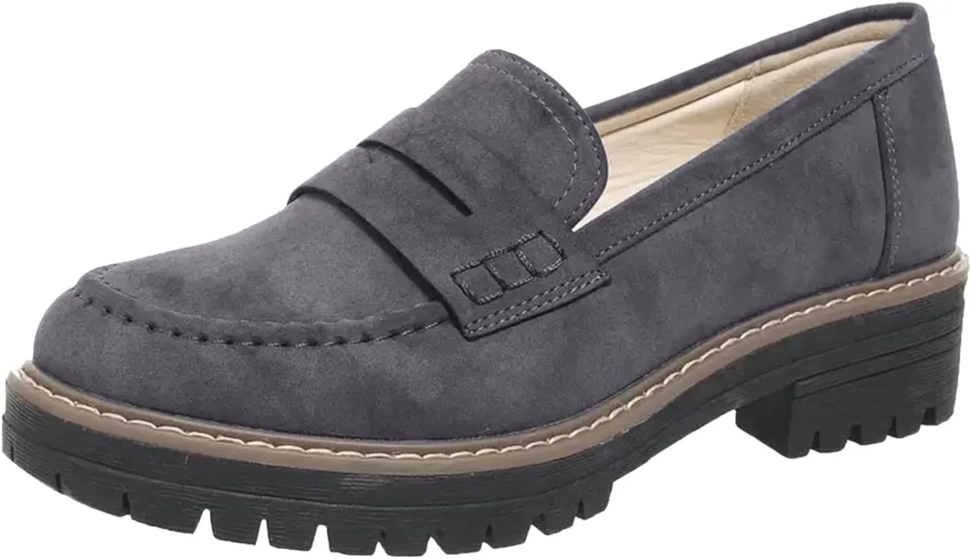 Platform Loafers for Women 2025,Women Platform Loafer,Business Casual Shoes Women,Work Shoes Women Business Casual,Suede Penny Loafers Lug Sole Slip-Ons Shoes Women Penny Loafers