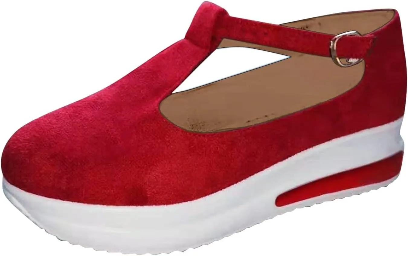 Platform Sandals Women Comfortable Wide Width Closed Toe Beach Slides Ankle Strap Wedges Flat Buckle up Walking Slip On Shoes Dressy Summer Dressy Sneakers 2025 Spring