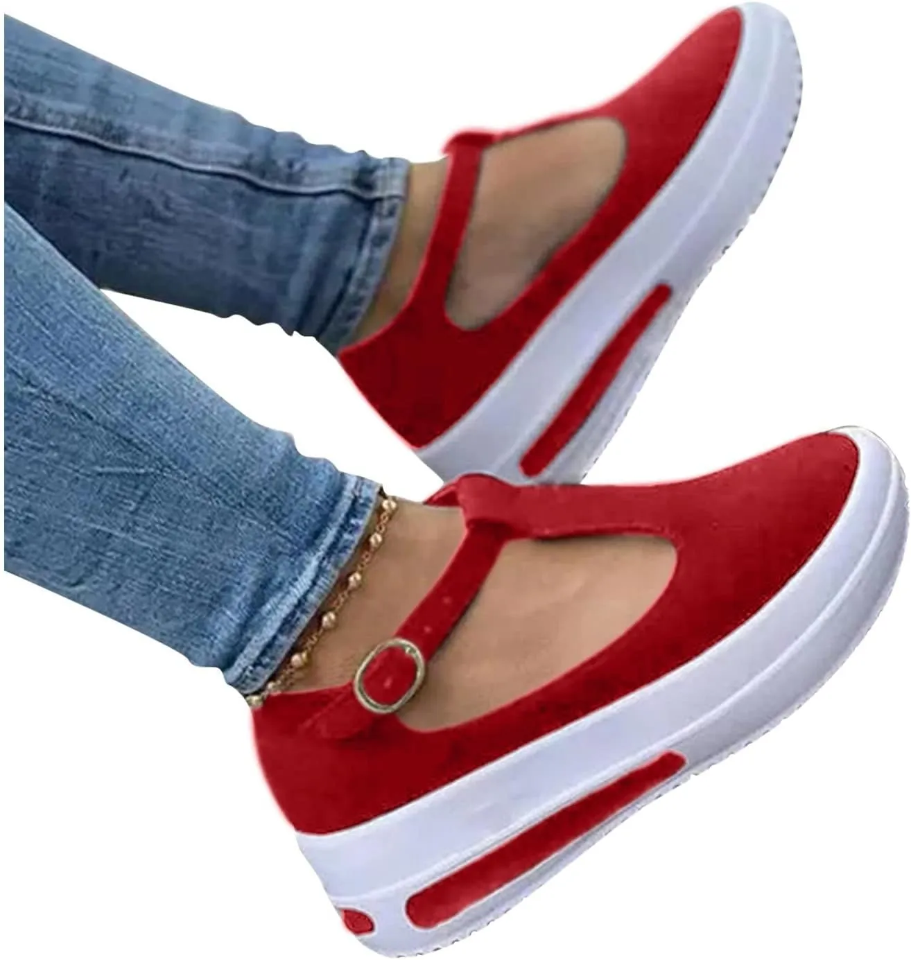 Platform Sandals Women Comfortable Wide Width Closed Toe Beach Slides Ankle Strap Wedges Flat Buckle up Walking Slip On Shoes Dressy Summer Dressy Sneakers 2025 Spring