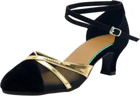 Sandals For Womens Latin Dance Shoes Mesh Rhinestone Heeled Ballroom Tango Party Comfort Sandals Women