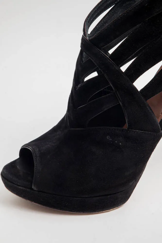SUEDE CUTOUT HEELS