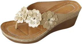 Summer Sandals for Women Platform Flip Flops Arch Support Sandals Fashion Flowers Slip On Flip Flops 2025