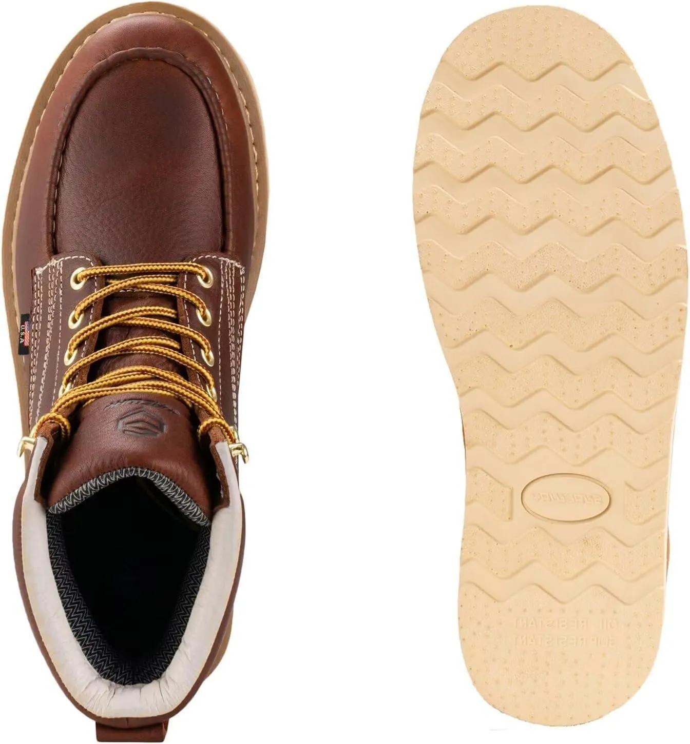SUREWAY 6 in Mens Soft Toe Work Boots for Men-Full Grain Leather,Goodyear,Non-Slip EH Safety Industial Construction Wedge Moc Toe Work Boots/Shoes