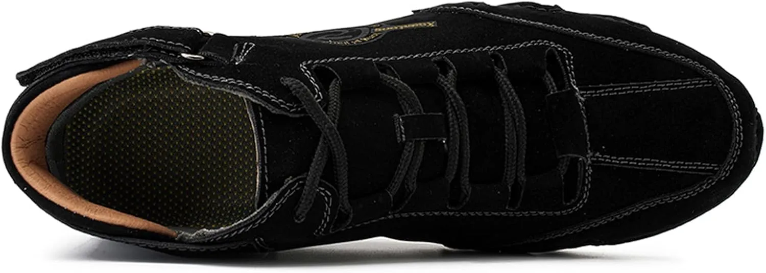 URLECHS Men's Explorer Waterproof Leather Lace Up Chukka Boots for Hiking Camping & Driving Fashion Hand-Stitched Hook&Loop High Top Beck Ankle Boots